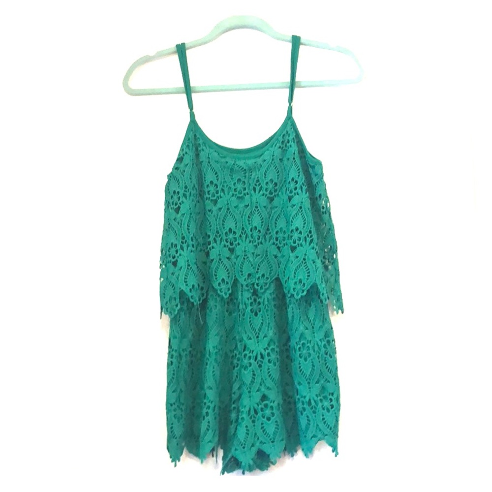 Green lace romper
